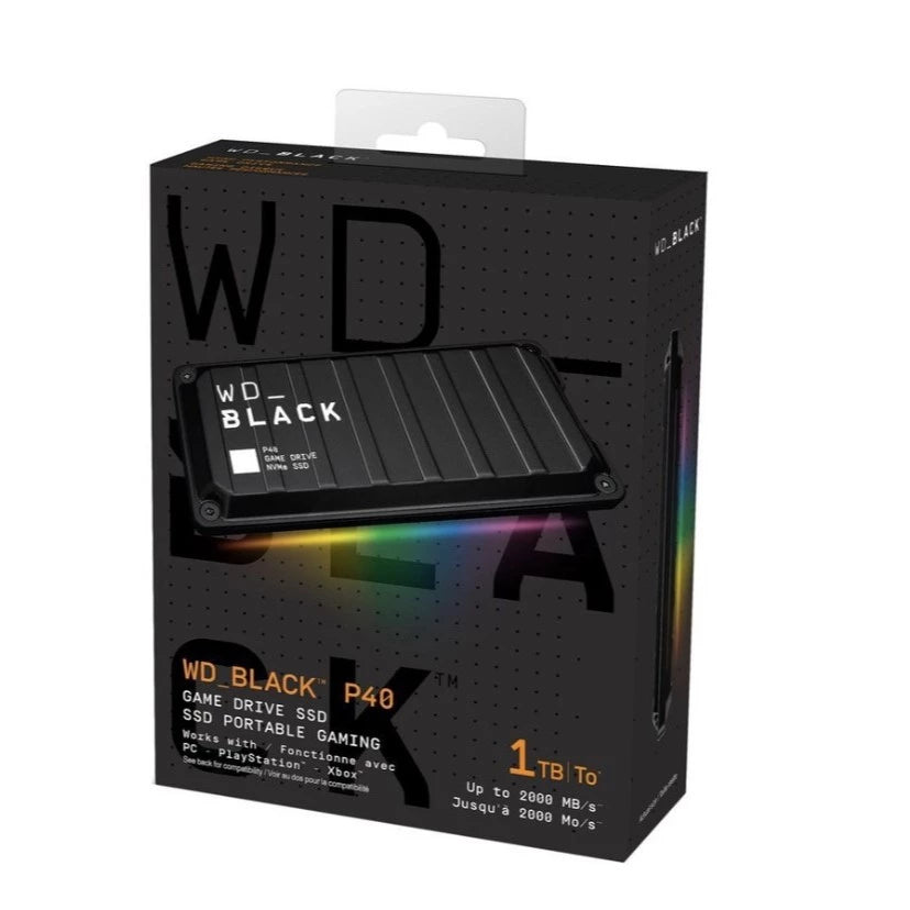 Western Digital WD Black Portable Game Drive P40 Official RGB External SSD for PC, PS4/PS5, Xbox & Mac